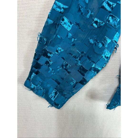 French Laundry Woman 2X Teal Textured Sheer Button-Up Blouse Boho Chic Top - Picture 6 of 10